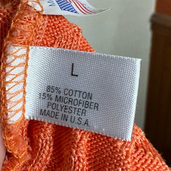 St. Croix Mondo Uomo Orange VNeck Cotton Blend Long Sleeve Luxury Sweater Large - Picture 6 of 9